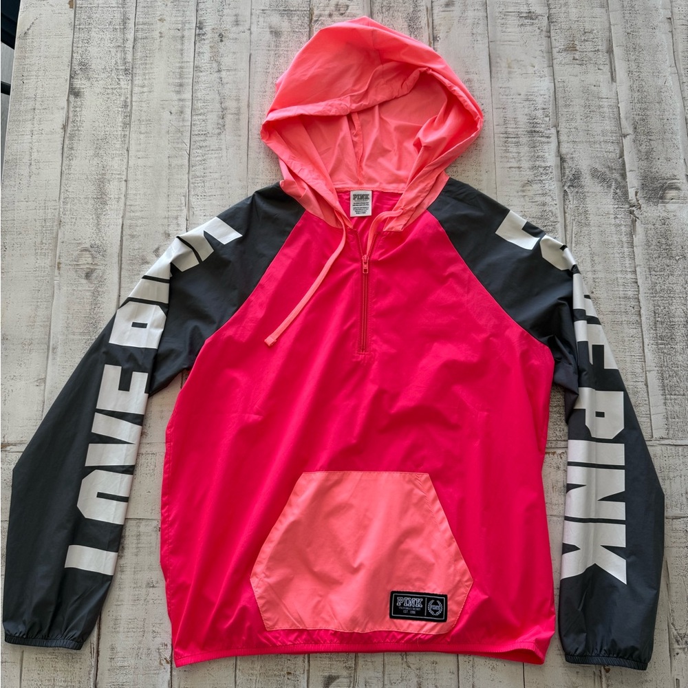 Victoria’s Secret Pink 1/4 Zip Windbreaker Hooded Jacket